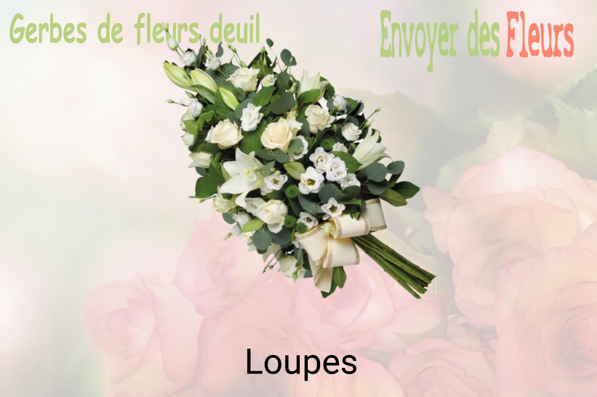 Gerbe de fleurs de deuil livrée à Loupes